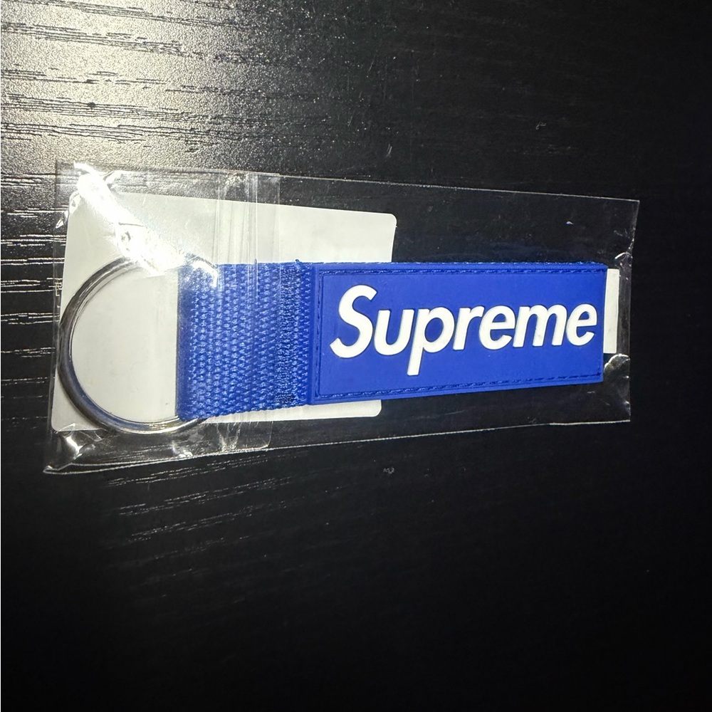 Supreme Pink Webbing Key Ring Strap with Logo Patch